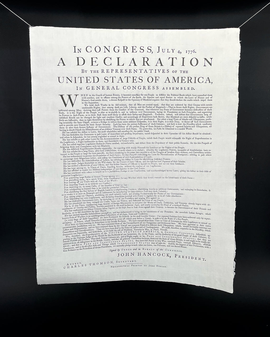The Declaration of Independence, Dunlap Broadside