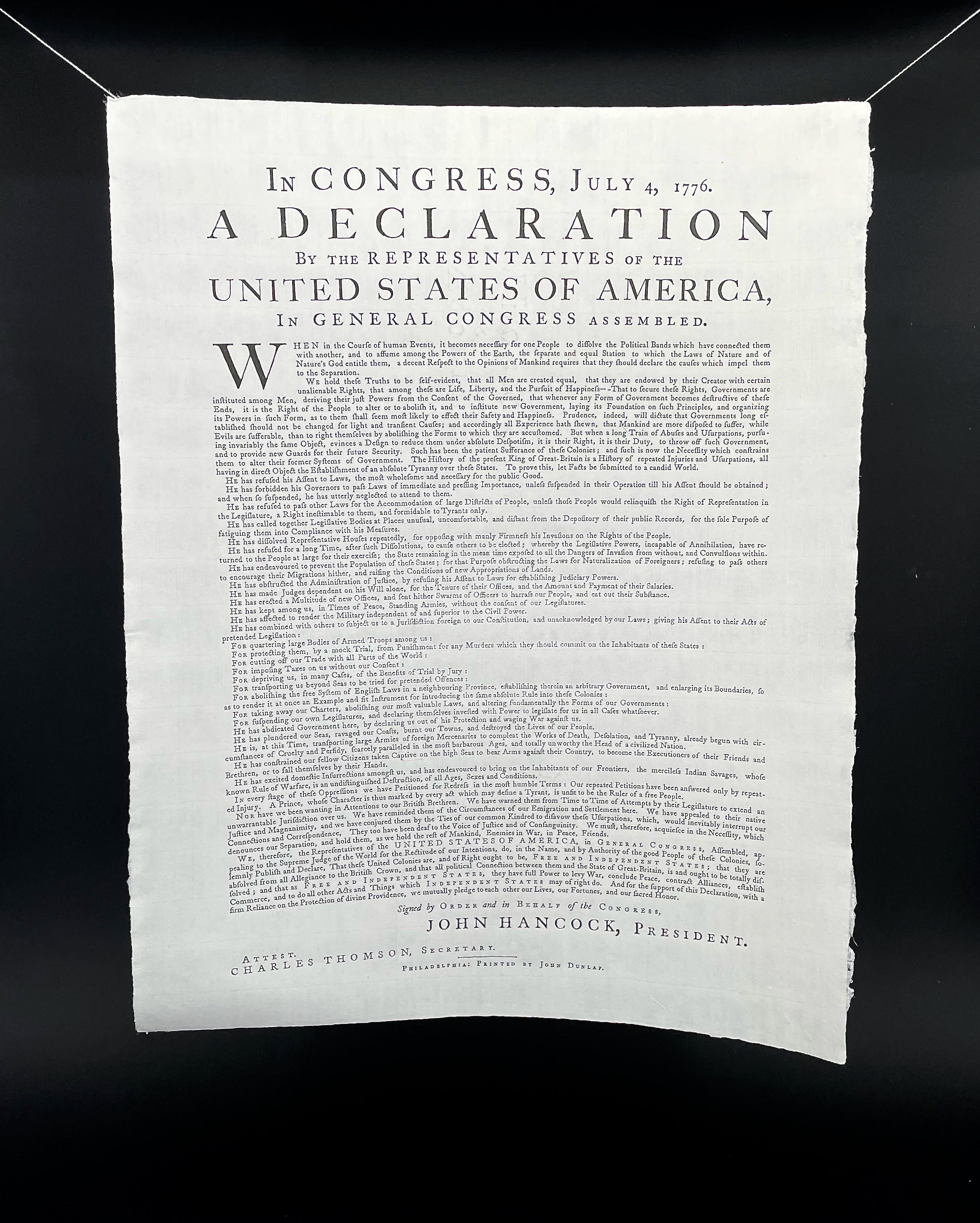 The Declaration of Independence, Dunlap Broadside