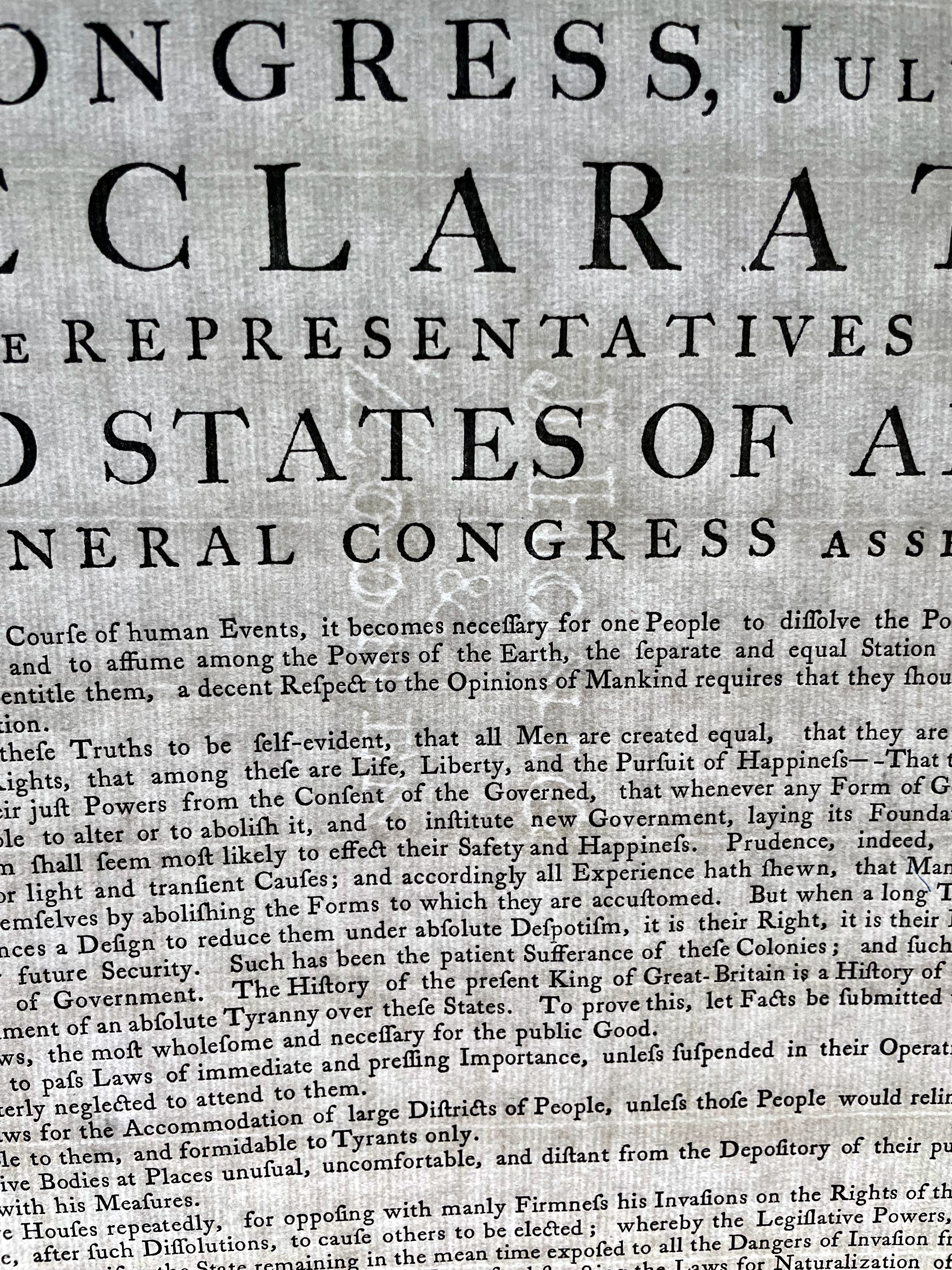 The Declaration of Independence, Dunlap Broadside